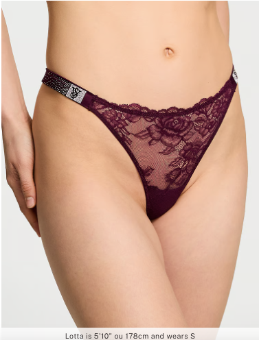 Tanga en dentelle à lanières brillantes